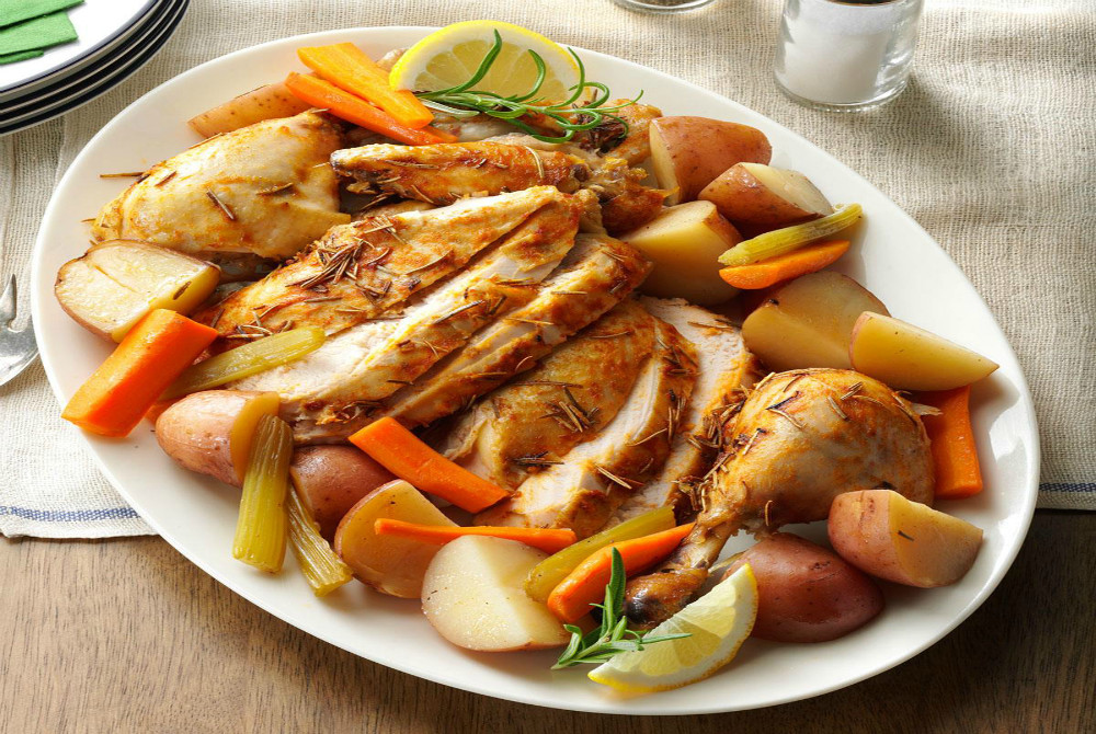 Receta de pollo al horno con verduras mixtas » 