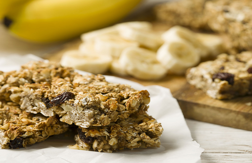 Receta de barras de avena  y plátano